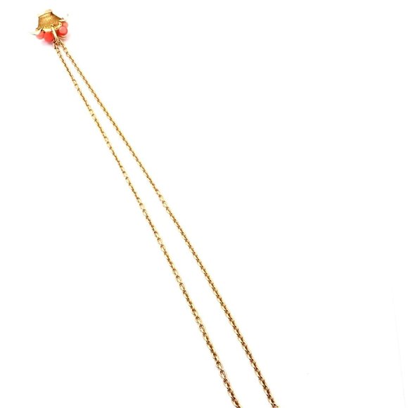 Authentic Van Cleef & Arpels 18k Gold Coral Bead Fruit Basket Pendant Necklace - Picture 12 of 14